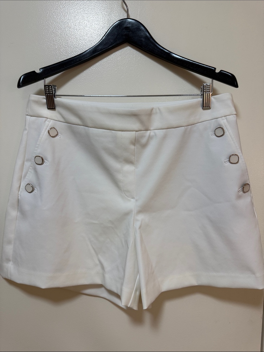 Rachel Zoe White Shorts with Metal Ring Details